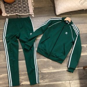 Adidas Womens track suit, size XS, green, 2 piece set